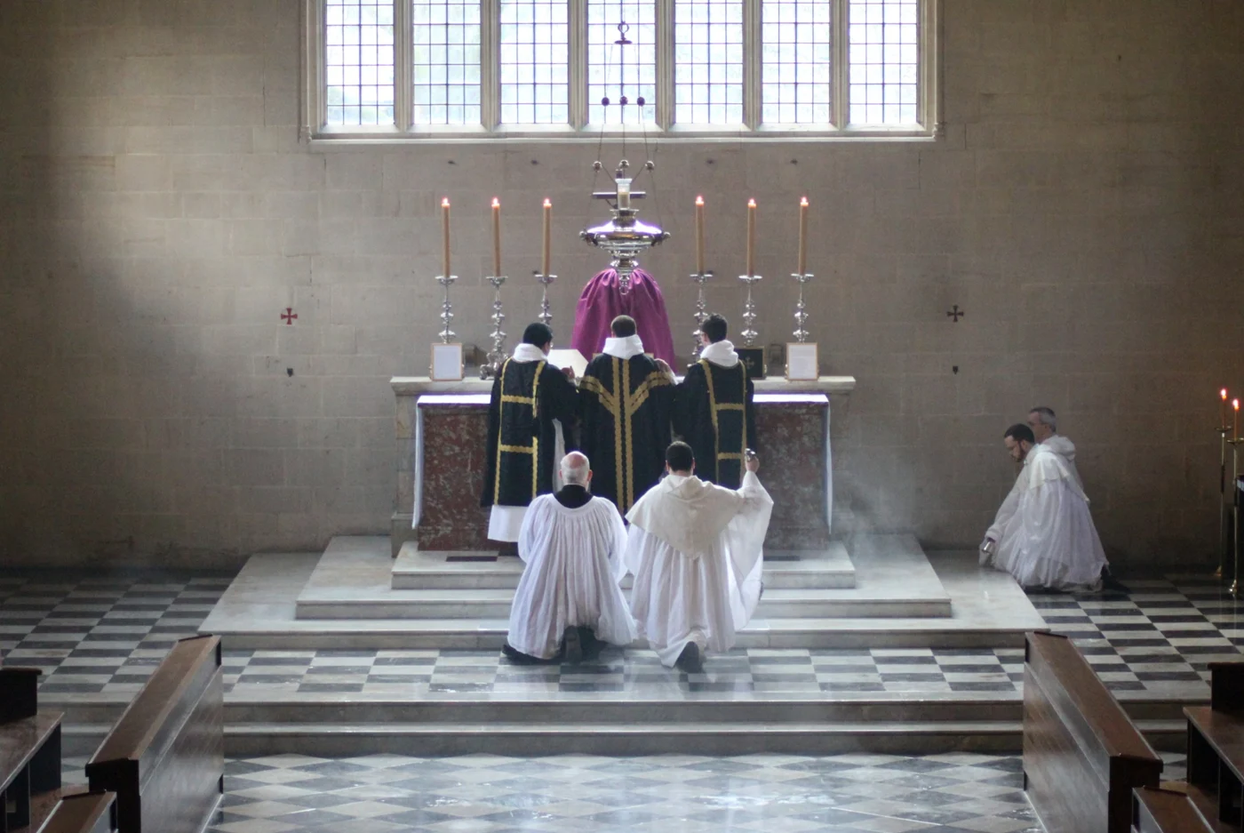 A priest celebrating a traditional Latin Mass at an altar